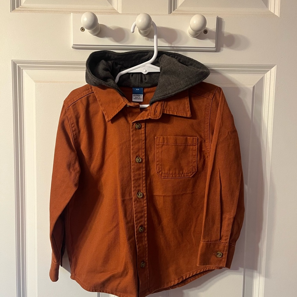 Old Navy Kids Rust Button-Down Shirt with Hood